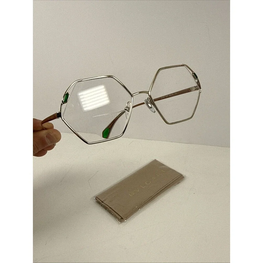 BVLGARI BV 2238 278 GOLD GREEN CRYSTALS GUNMETAL AUTHENTIC EYEGLASSES 53-16